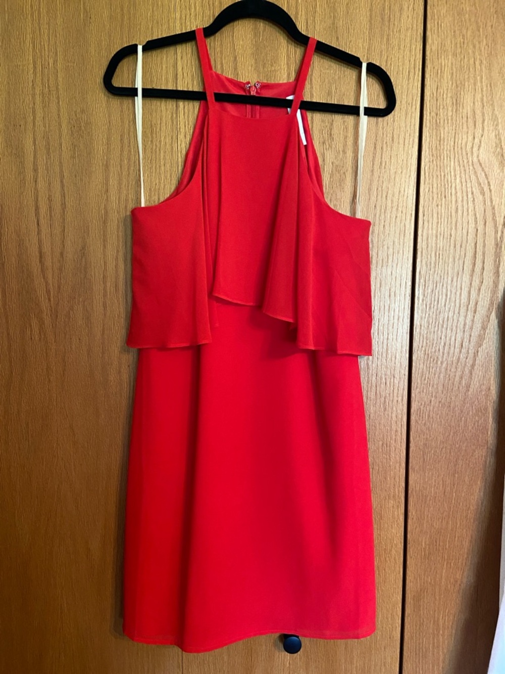 ALI & JAY Red Halter Ruffle Mini Dress